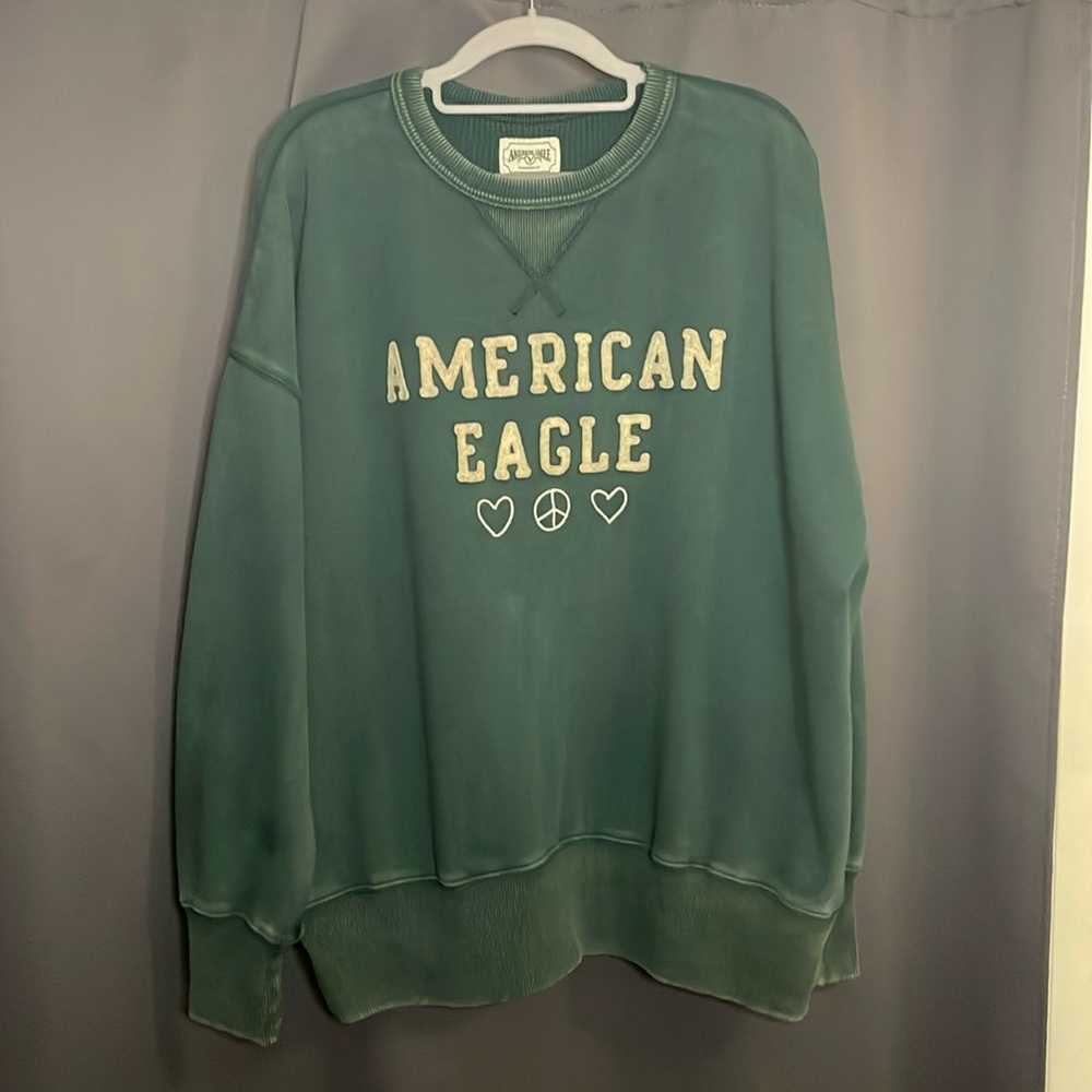 Women’s distressed American eagle crewneck sweater peace NEVER WORN TAG REMOVED